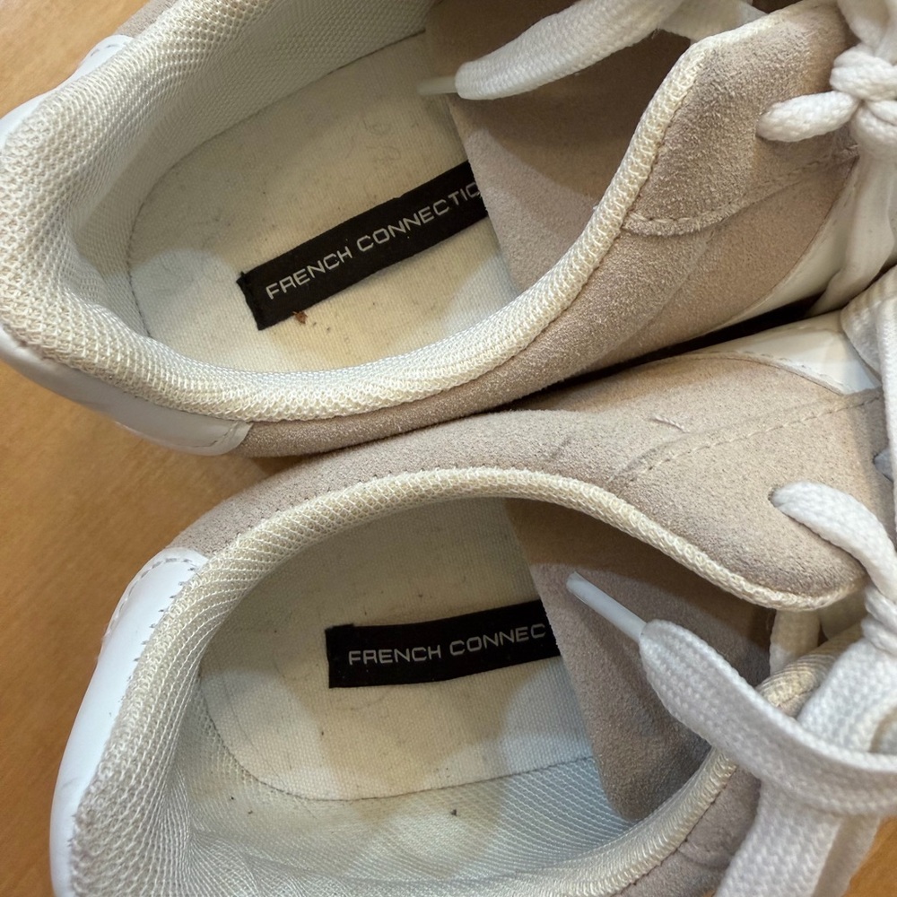 French Connection Austra Beige and White Sneakers - Picture 9 of 10